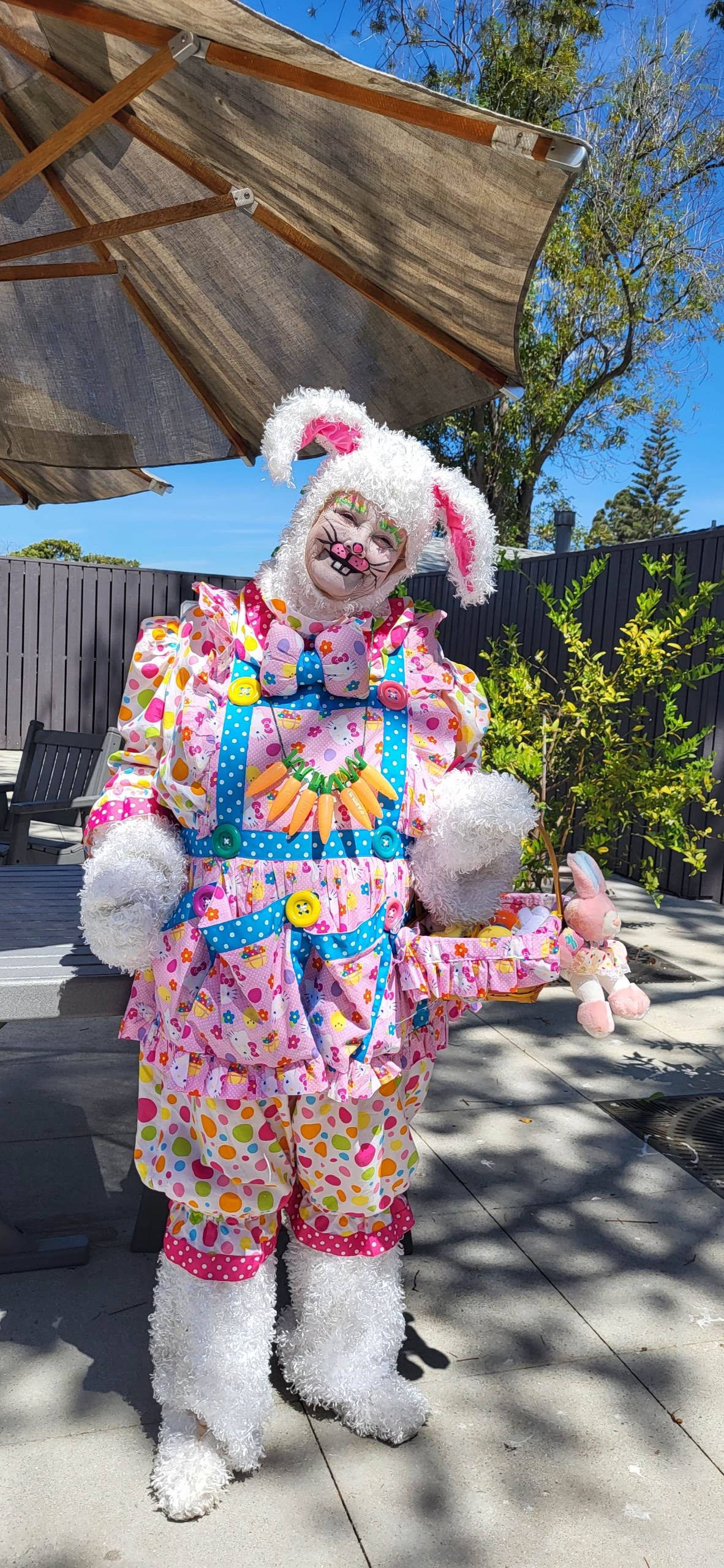 Frannie the Clown at an Easter event