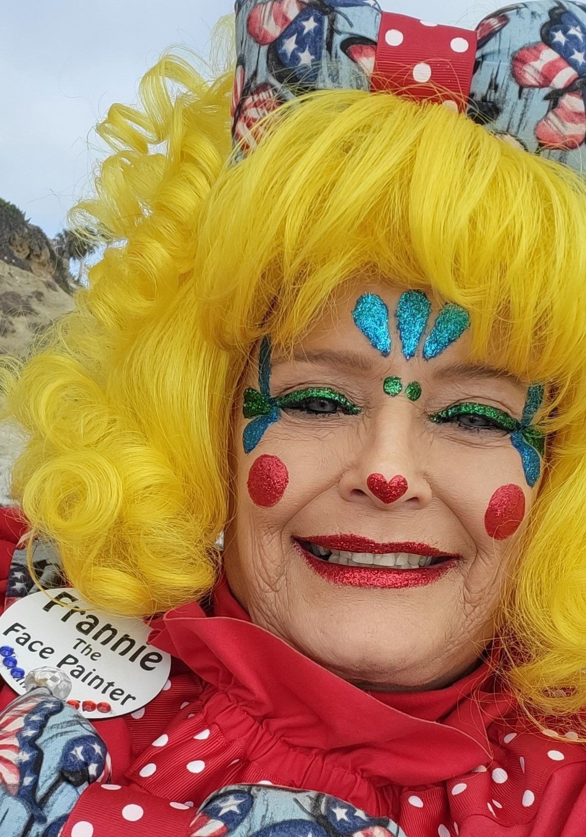 Frannie the Clown smiling in costume